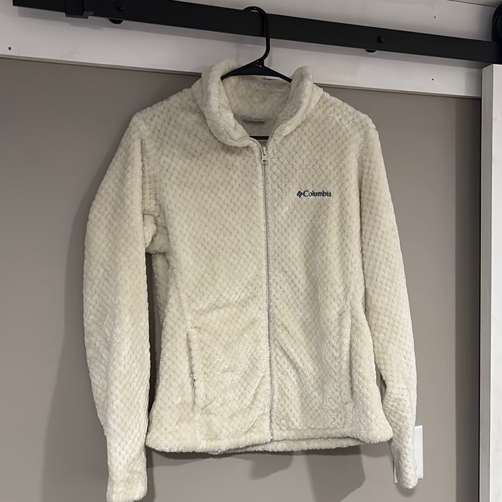 Columbia Off-White Textured Fleece Jacket
